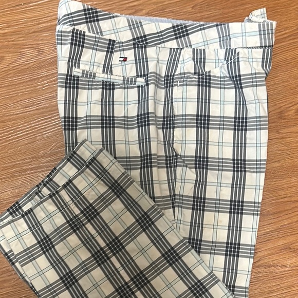 Tommy Hilfiger Checkered Trousers in Black and Cream - Picture 1 of 14